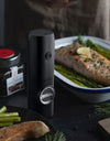 Electric Salt and Pepper Grinder Set with Charging Base and LED Light Adjustable Coarseness Automatic Spice Herb Mill