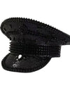 Black Sequin Festival Captain Hat Punk Rhinestone Masquerade Military Cap Handmade Sergeant Hat Bride Music Festival Cosplay