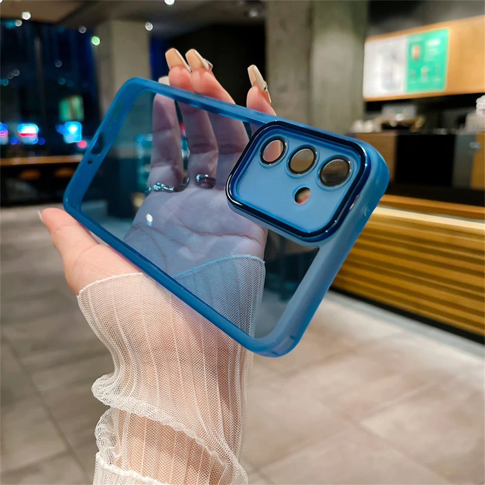 Plating Lens Soft Silicone Clear Case For Samsung S24 S23 S22 Ultra Plus  Cover