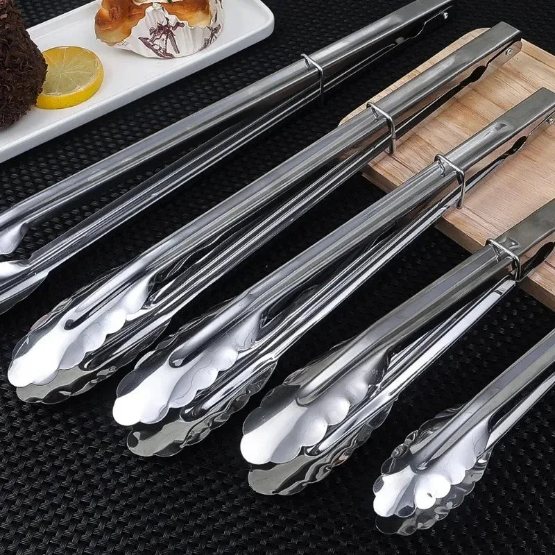 5/1pcs Stainless Steel Food Tongs Long Handle Meat Fried Barbecue Clips Salad Bread Clamp Tong Gadgets Kitchen Cooking Tools