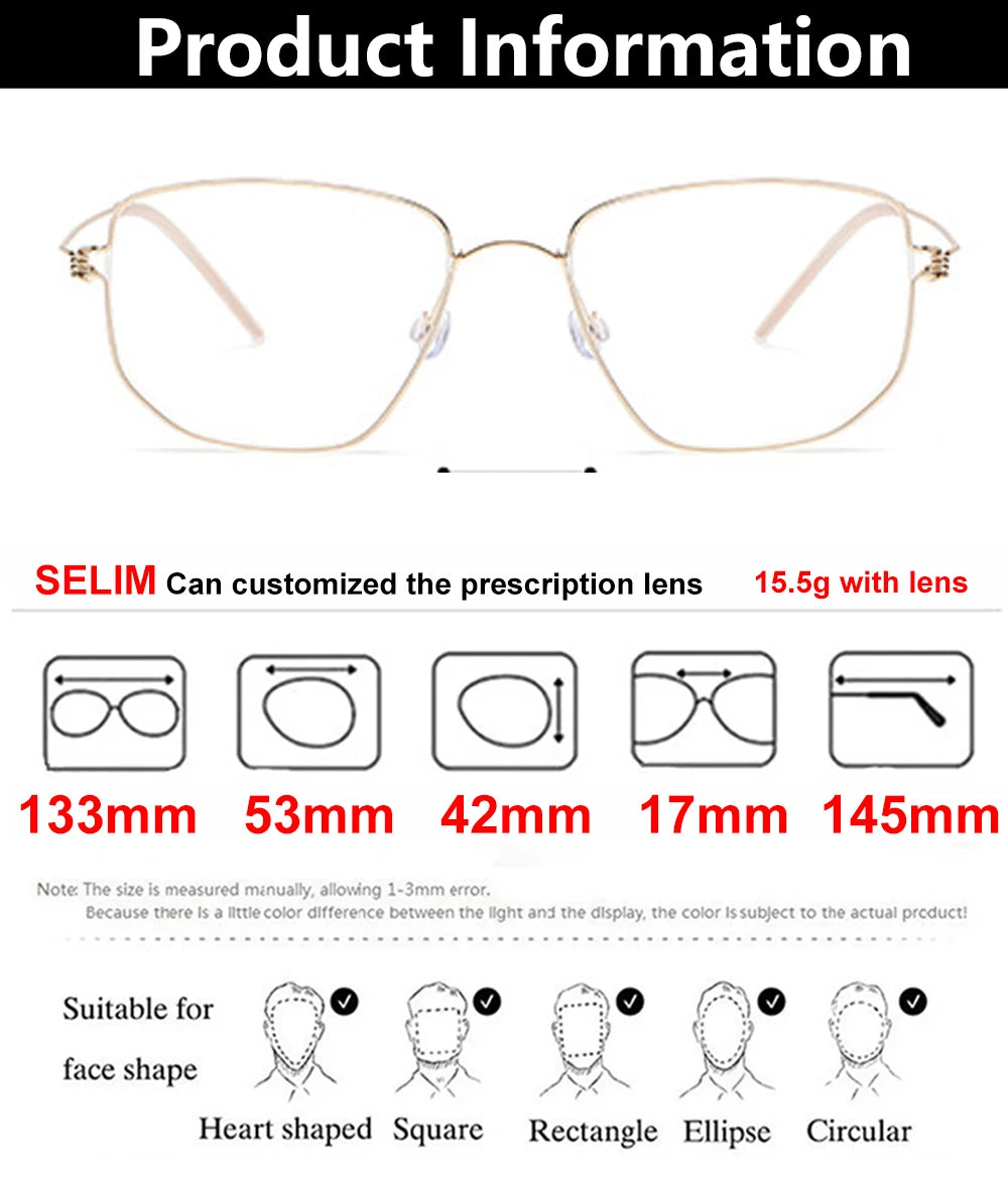 Irregular Polygon Titanium Screwless Eyeglasses Frame