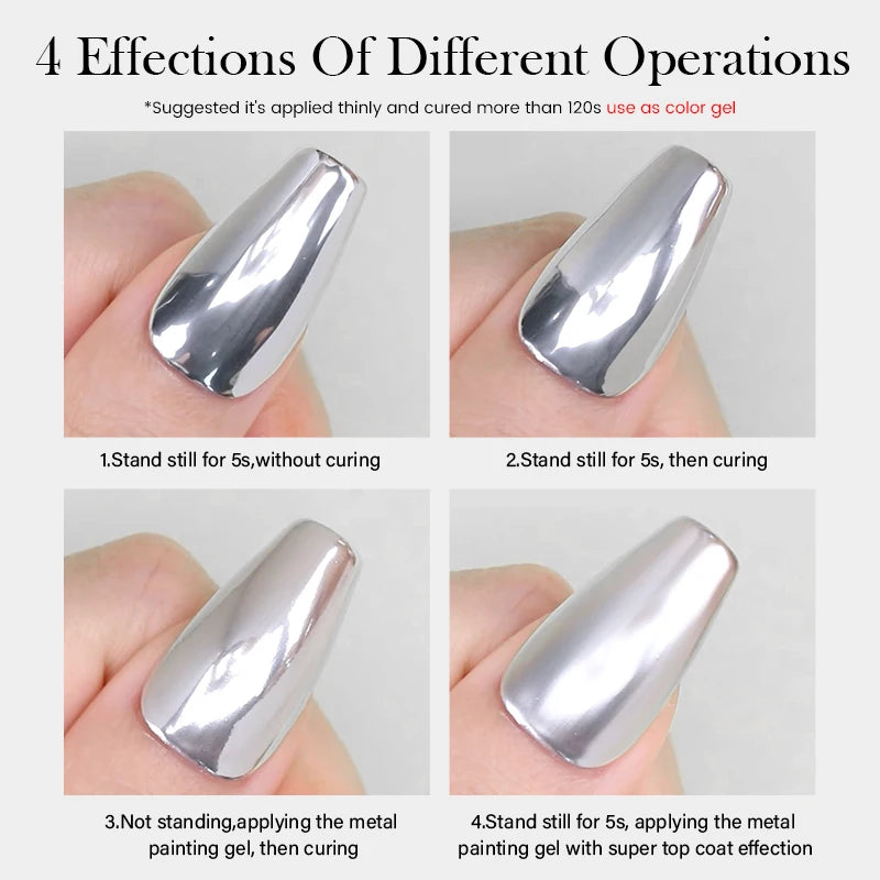 5ml Metallic Painting Gel Polish Strong Silver Effection Nail Art Soak Off Gel Nail Polish Silver Mirror Gel