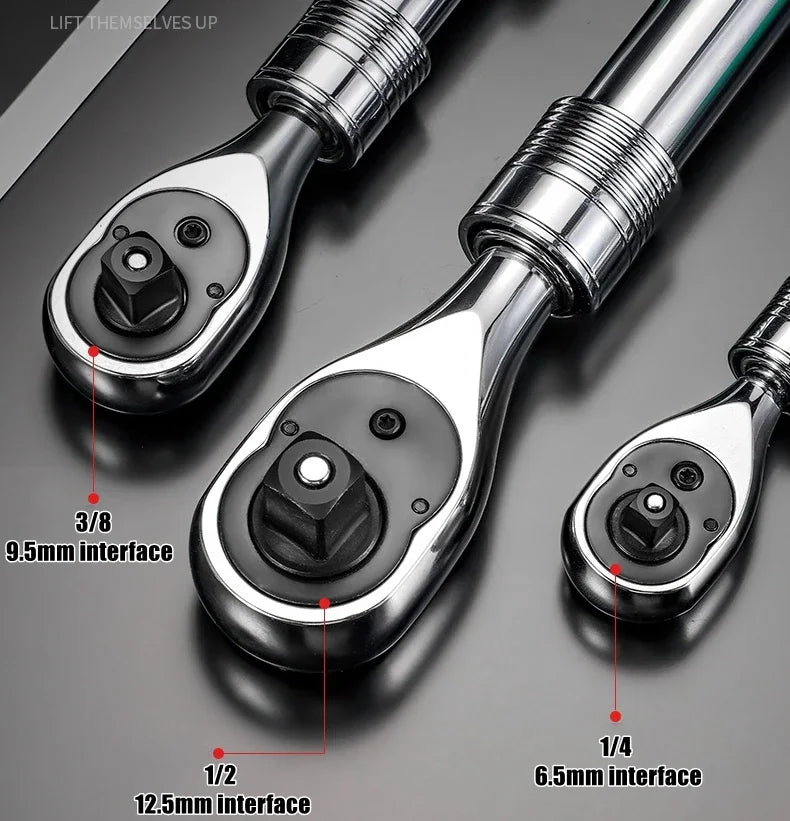 Telescopic Socket Ratchet Wrench for Automotive Repair Adjustable Head Ratchet Set 72 Tooth Quick Release Wrench Manual Tool