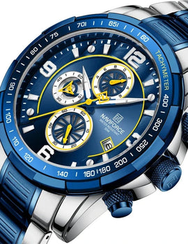 Stainless Steel Luxury Wrist Watch Waterproof Luminous Clock