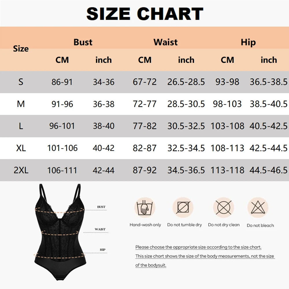 Lace Bodysuit for Women – V-Neck Backless Tummy Control Shapewear