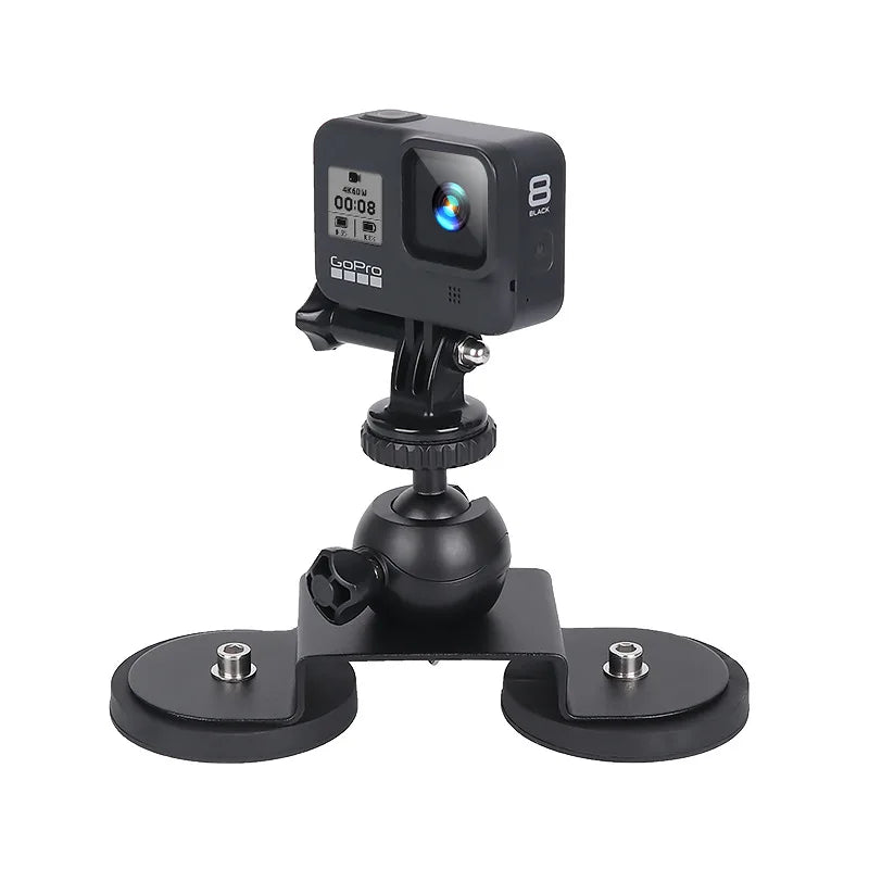 Magnetic Car Mount Stand Action Camera Holder Vacuum Suction Alloy 360 Degree Rotation