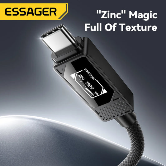 100W USB-C to USB-C Fast Charging Cable with LED Display