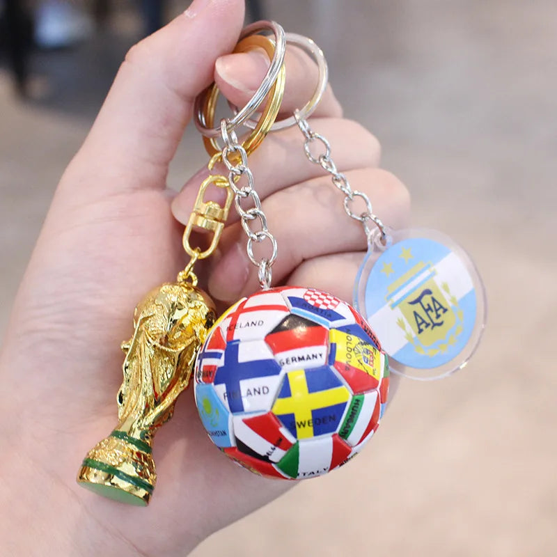 2026 Football Trophy Car Keychain Soccer Fan Bag Charm Souvenir