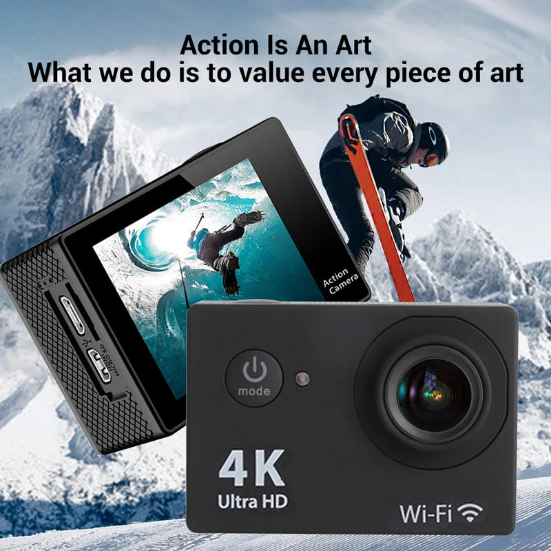 4K WiFi Action Camera with 2 Inch Screen and 30M Waterproof Case