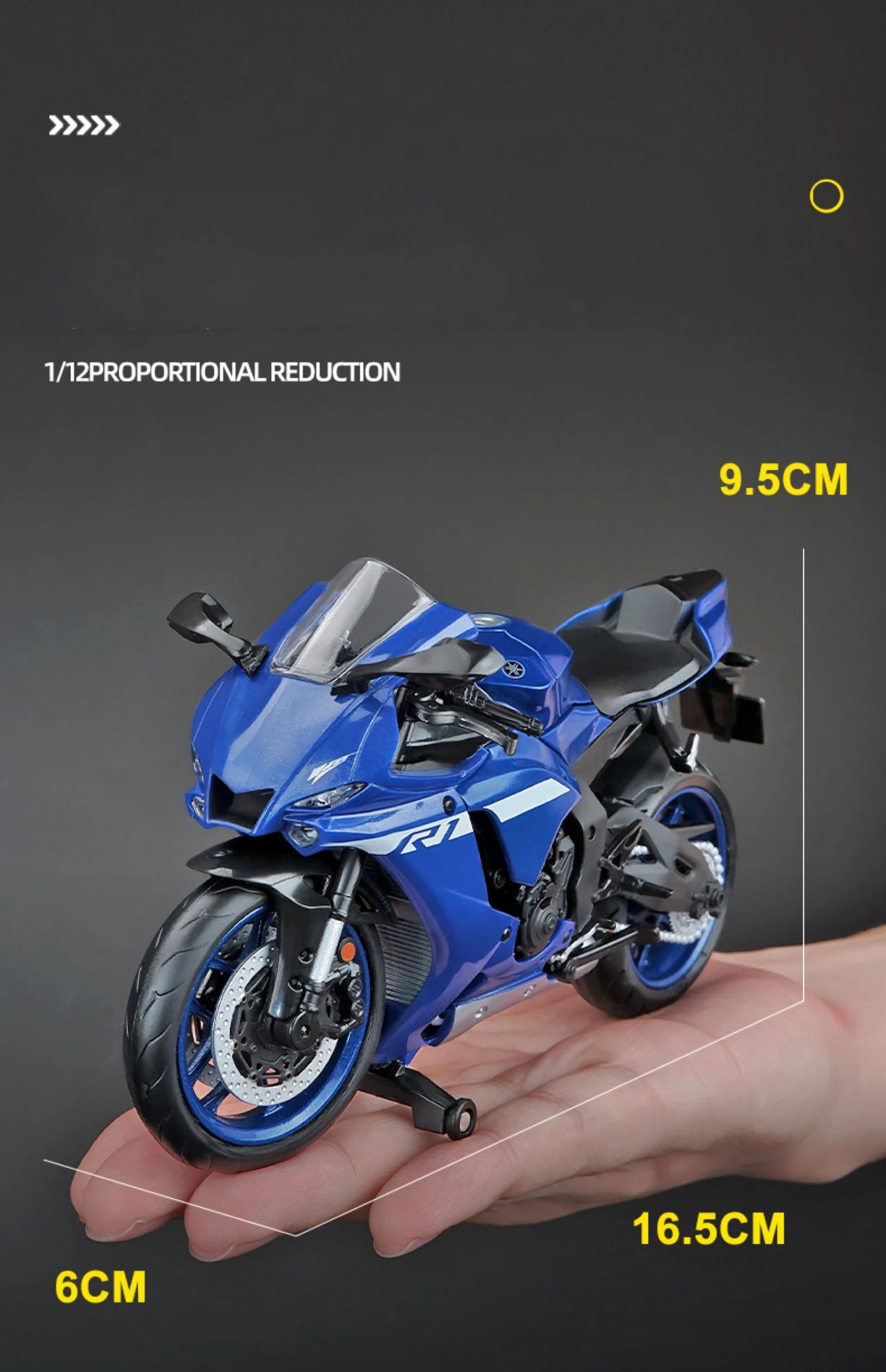 1/12 Scale Yamaha YZF-R1M Motorcycle Model Toy Alloy Diecast Simulation Models Motor Cycle Collection Decoration Boys Toys Gifts