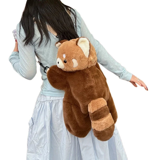 Cute Red Panda Plush Backpack Soft Shoulder Bag