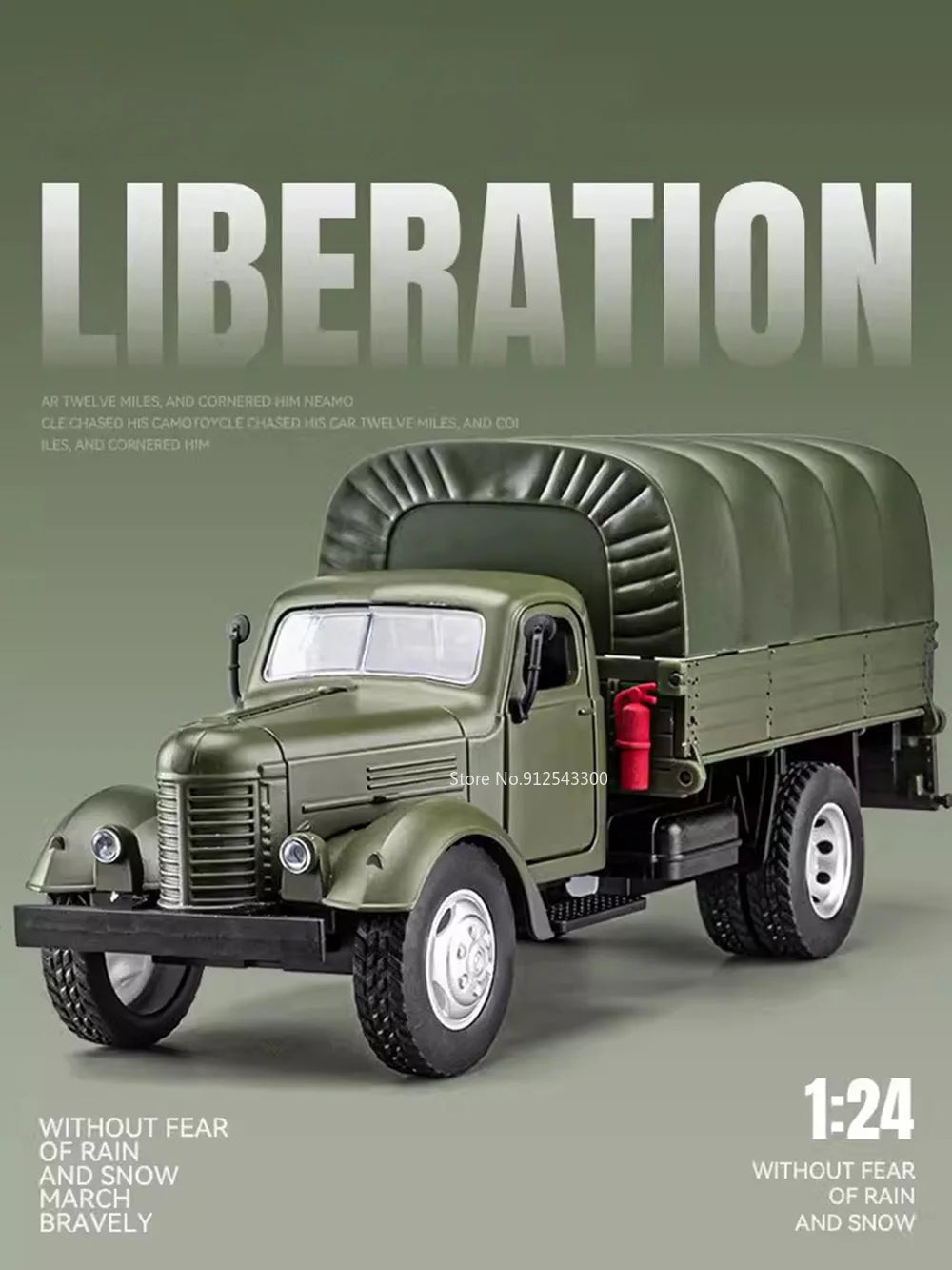 1:24 CA10 Vintage Truck Armored Car Model Toy Alloy Diecast Military Carrier Transport Vehicles Models Sound Light s Gifts