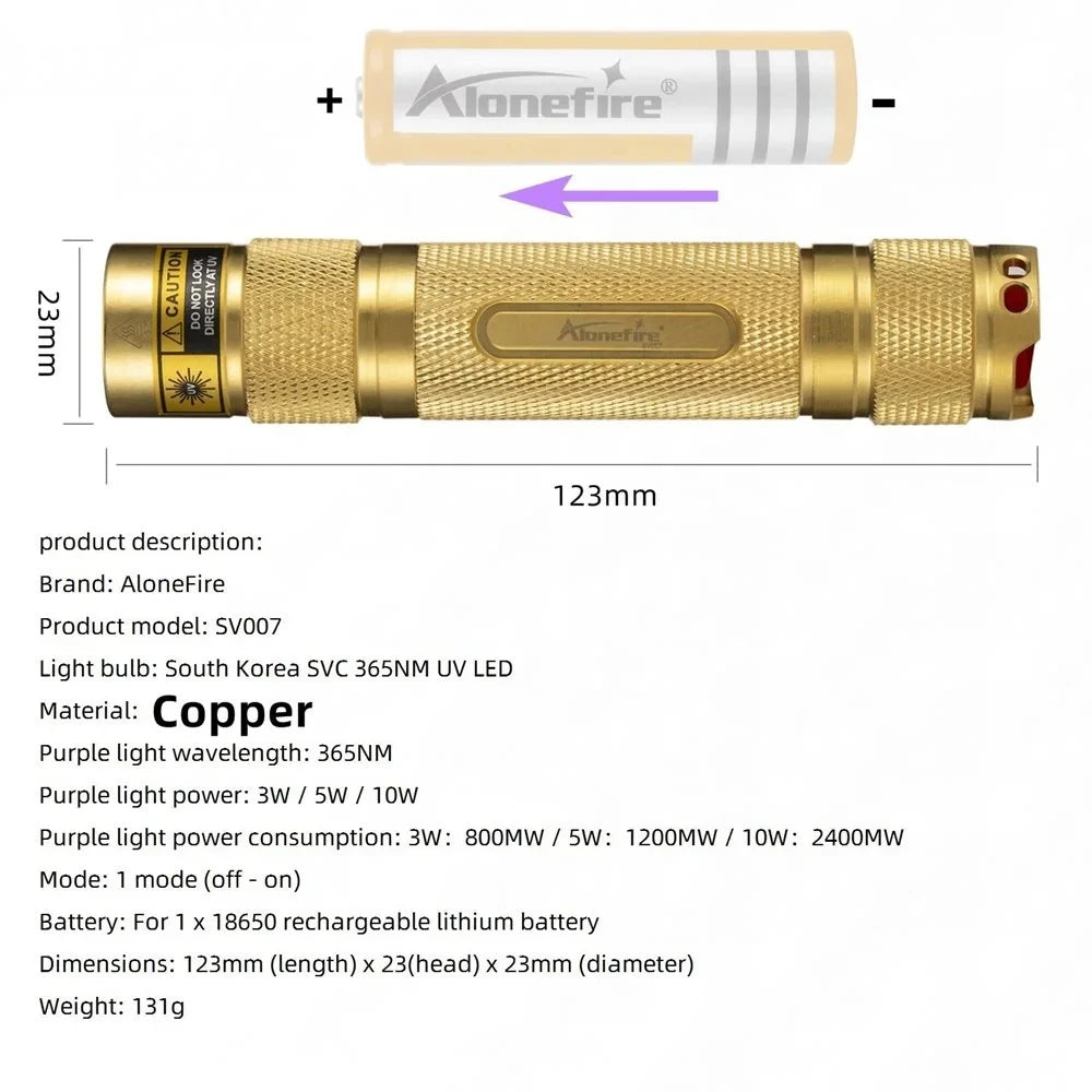 365nm UV Blacklight Rechargeable Flashlight