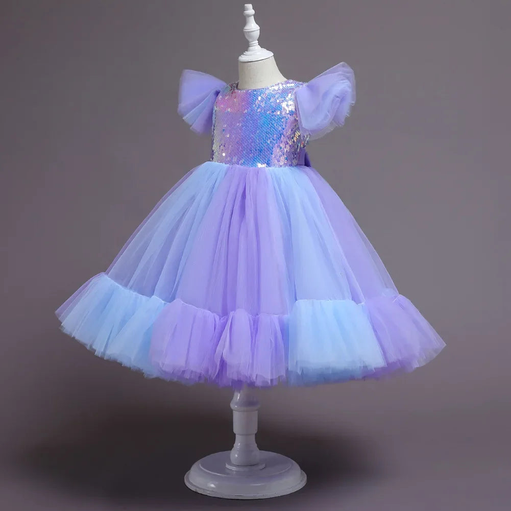 Purim Kids Dresses For Girls Elegant Flower Girls Wedding Dress Children Evening Party Lace Princess Ball Gown Clothing 2-10 Y