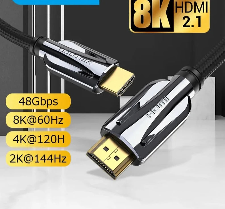 HDMI 2.1 Cable 8K/60Hz 4K/120Hz 48Gbps HDMI Digital Cables Splitter for Xiaomi TV Box HDR10+ PS5 Switch Cable HDMI 2.1