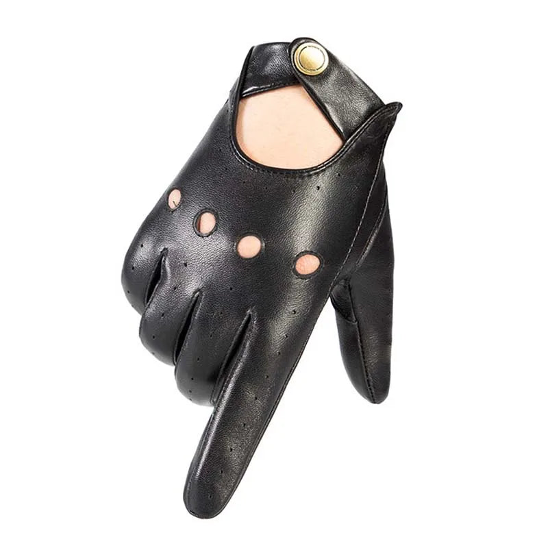 Stylish men Genuine Black Leather Thin Gloves Female Full Finger Pure Driving