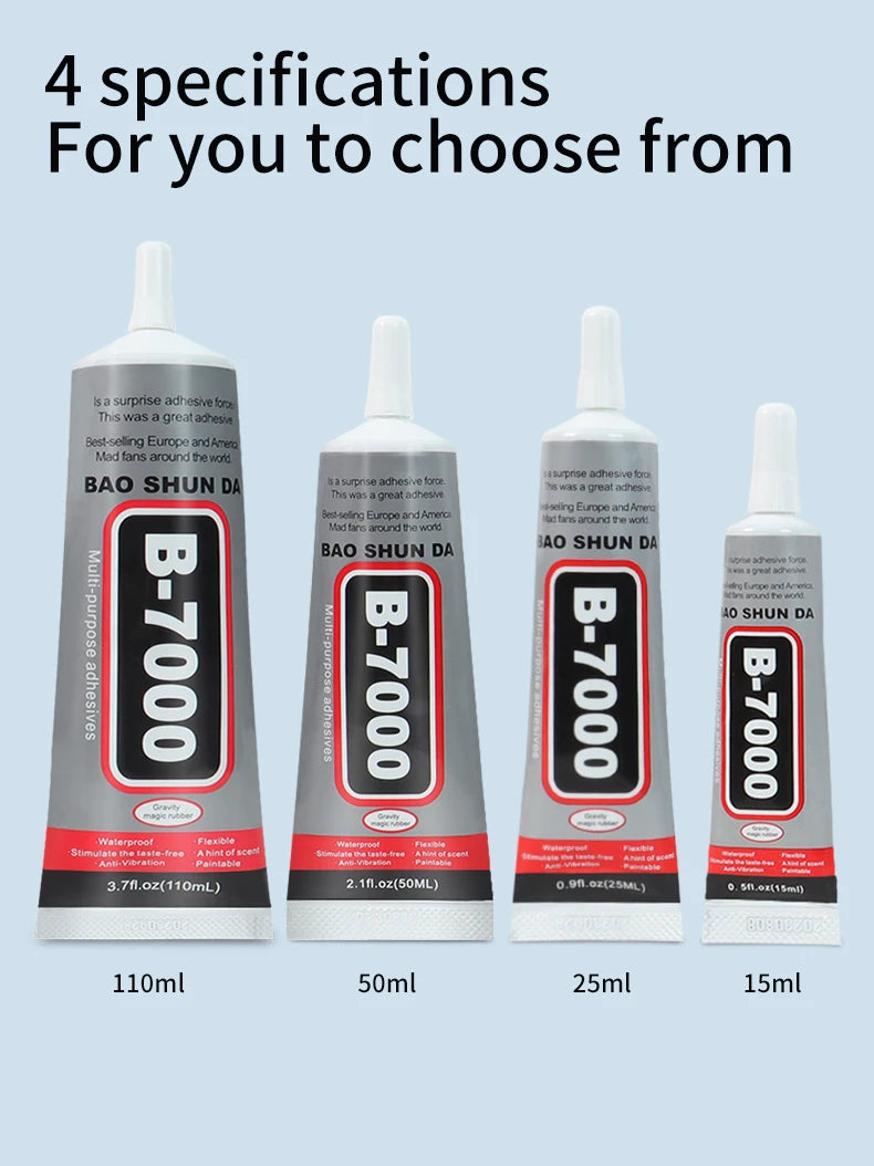 B7000 Universal Transparent super Glue for Cell Phone Repair-Jewellery, Jade, precious metals, High Adhesive for wood,Glass，Plastic, quick Drying-With Precision Applicator (15ML/25ML/50ML/110ML)