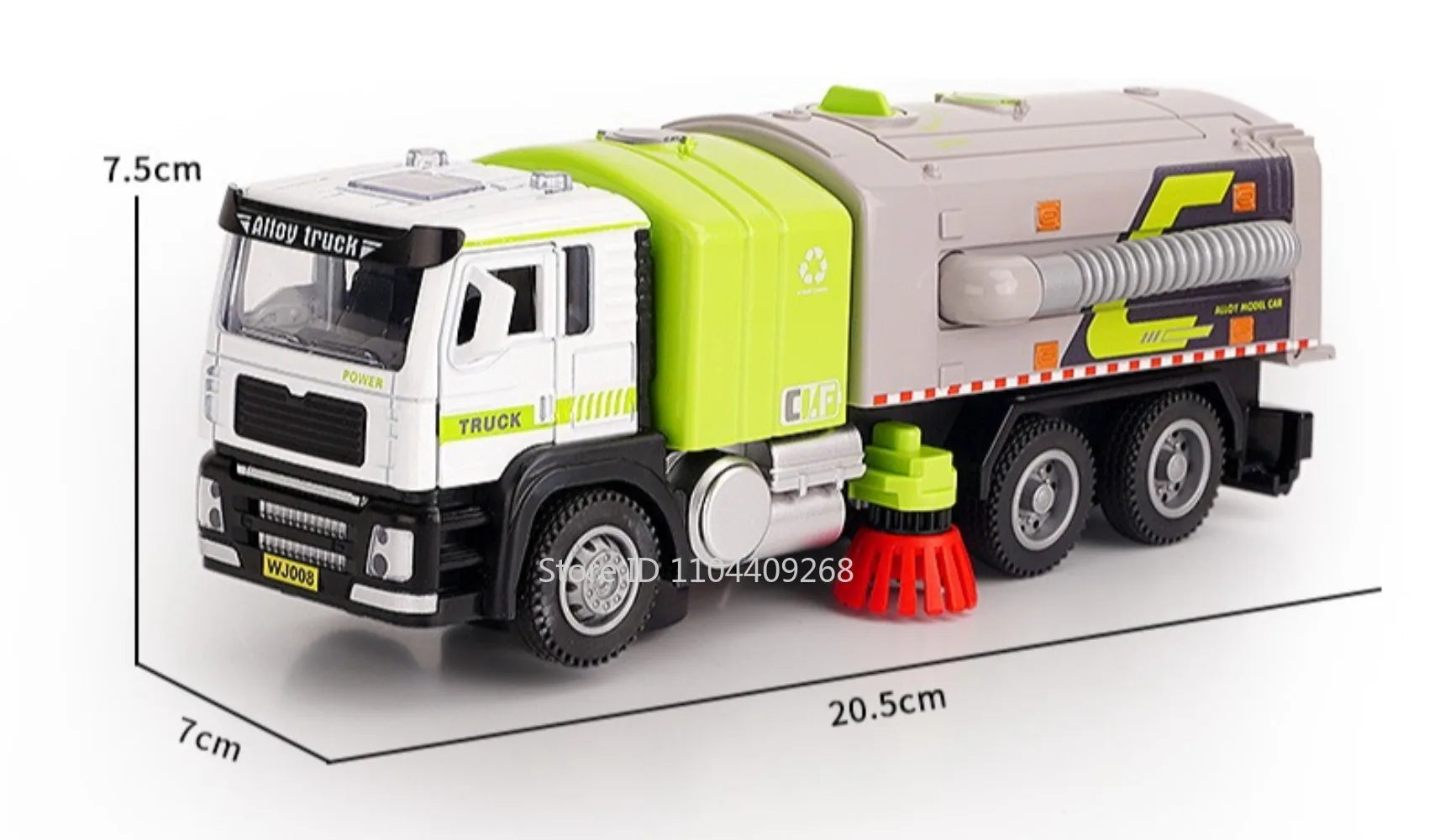 1:50 Electric Vacuum Cleaner Sweeper Garbage Truck Model Toy Alloy Diecast Light Sound Engineering Vehicle Gifts for