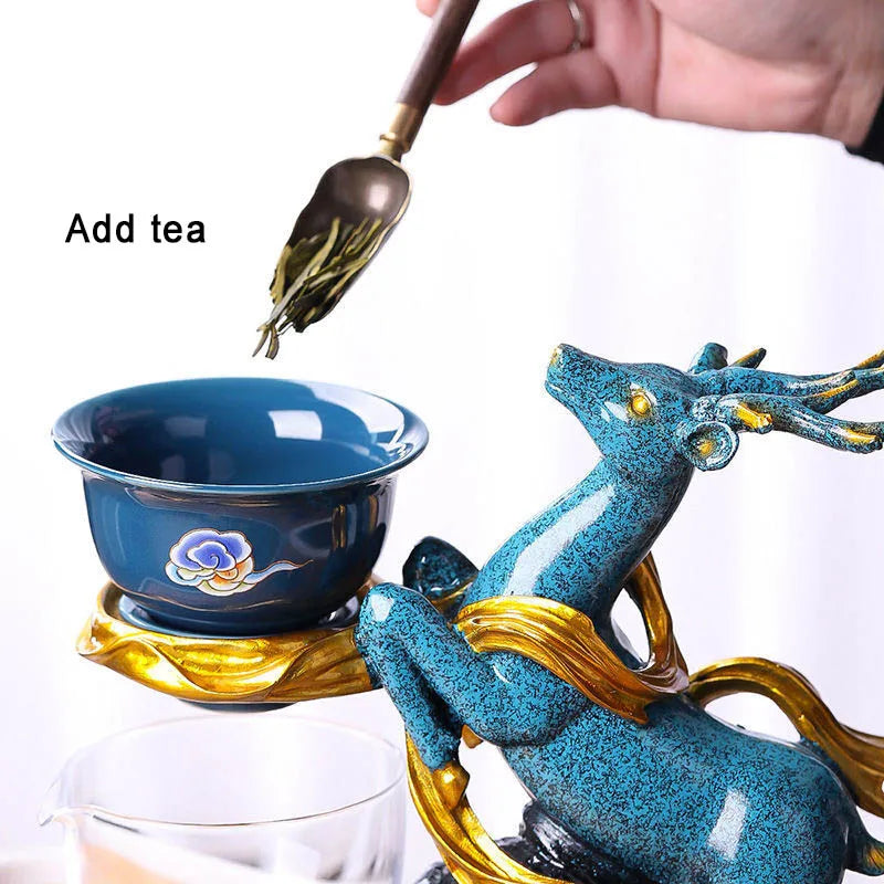 Deer Ceramics Teapot Creative Handmade Chinese Teapot Water Diversion Rotating Suction Kung Fu Tea Drinking