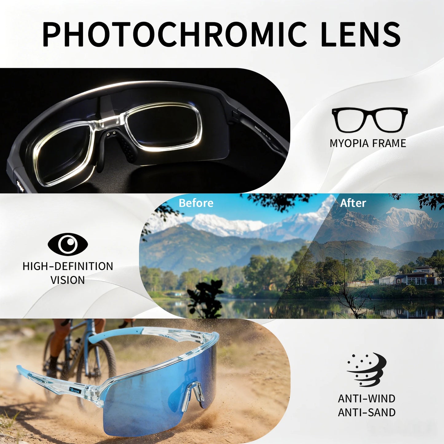 Photochromic UV400 MTB Cycling Sunglasses