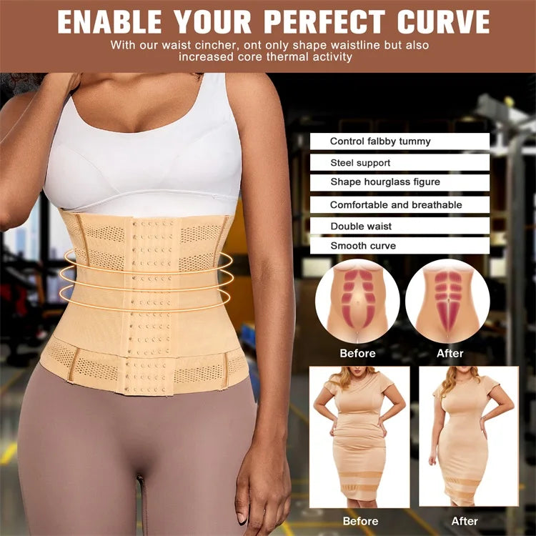 Double-Layer Waist Trainer Belt for Women – Slimming Tummy Wrap & Workout Shapewear