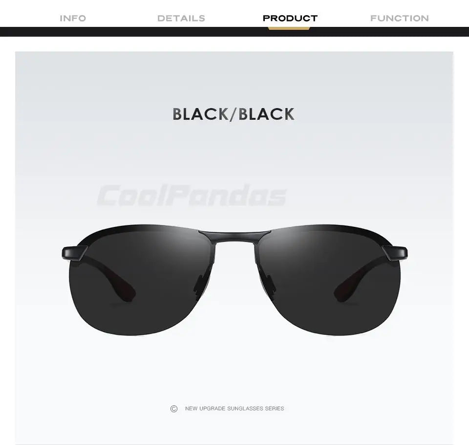 Rimless Photochromic Polarized UV400 Aluminum Driving Sunglasses for Men Women