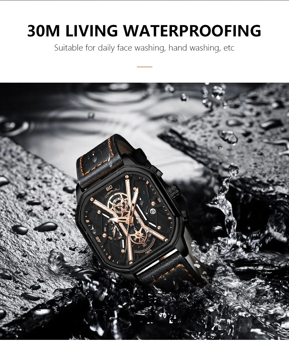 Mens Watches Top Luxury Brand Waterproof Sport Wrist Watch Chronograph Quartz Military Genuine Leather Relogio Masculino