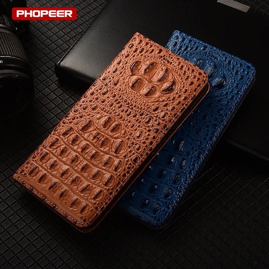 Luxury Genuine Leather Wallet Flip Case for Samsung Galaxy S26 / S25 / S24 / S23 / S22 / S21 / S20 Ultra, Plus, FE – Magnetic Kickstand Vintage Business Cover