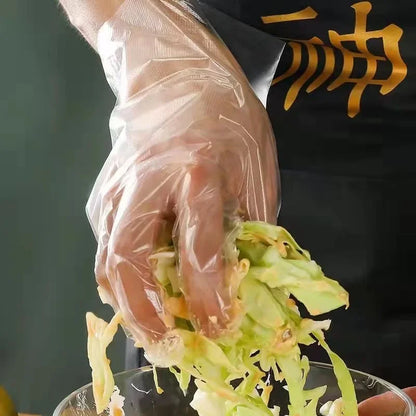 Transparent Disposable Gloves Plastic Waterproof Gloves for Kitchen Restaurant Fried Chicken BBQ Disposable Tableware