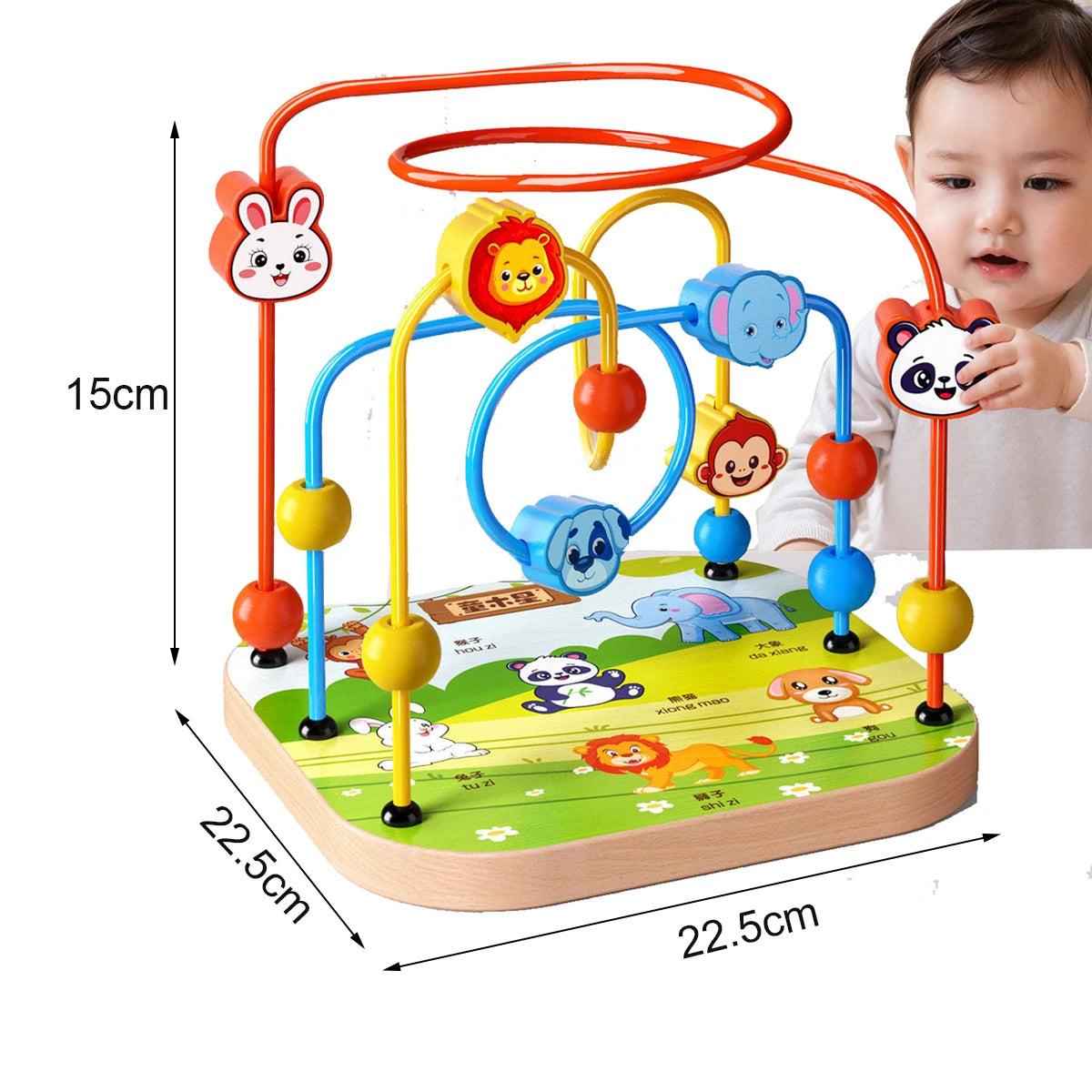Montessori  Toys Wooden Roller Coaster Bead Maze Abacus Math Toys  Early Educational Toys for  1-3 Years