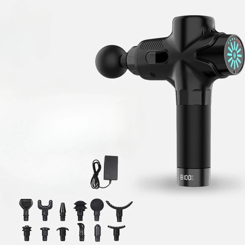 24V Professional Massage Gun With Hot And Cold Compress Electric 12Head High Frequency Fascia Gun Deep Tissue Neck Relax Fitness