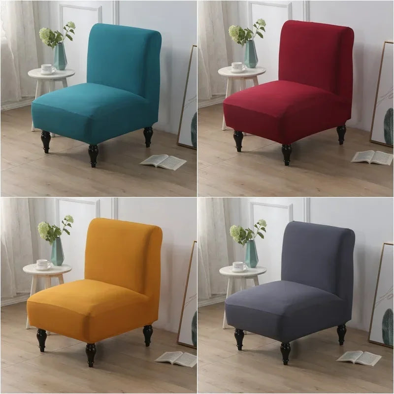 Stretch Armless Accent Chair Cover Single Short Back Sofa Covers Solid Color Anti-dirt Chair Slipcover Removable Sofa Protector