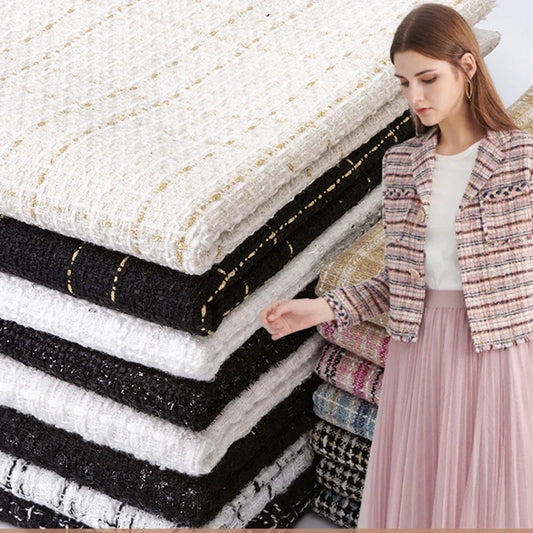 0.5M/1M/2M/3M High Quality fiber plaid woven tweed fabric for garment DIY coat clothing sewing quilting Cloth by the meter