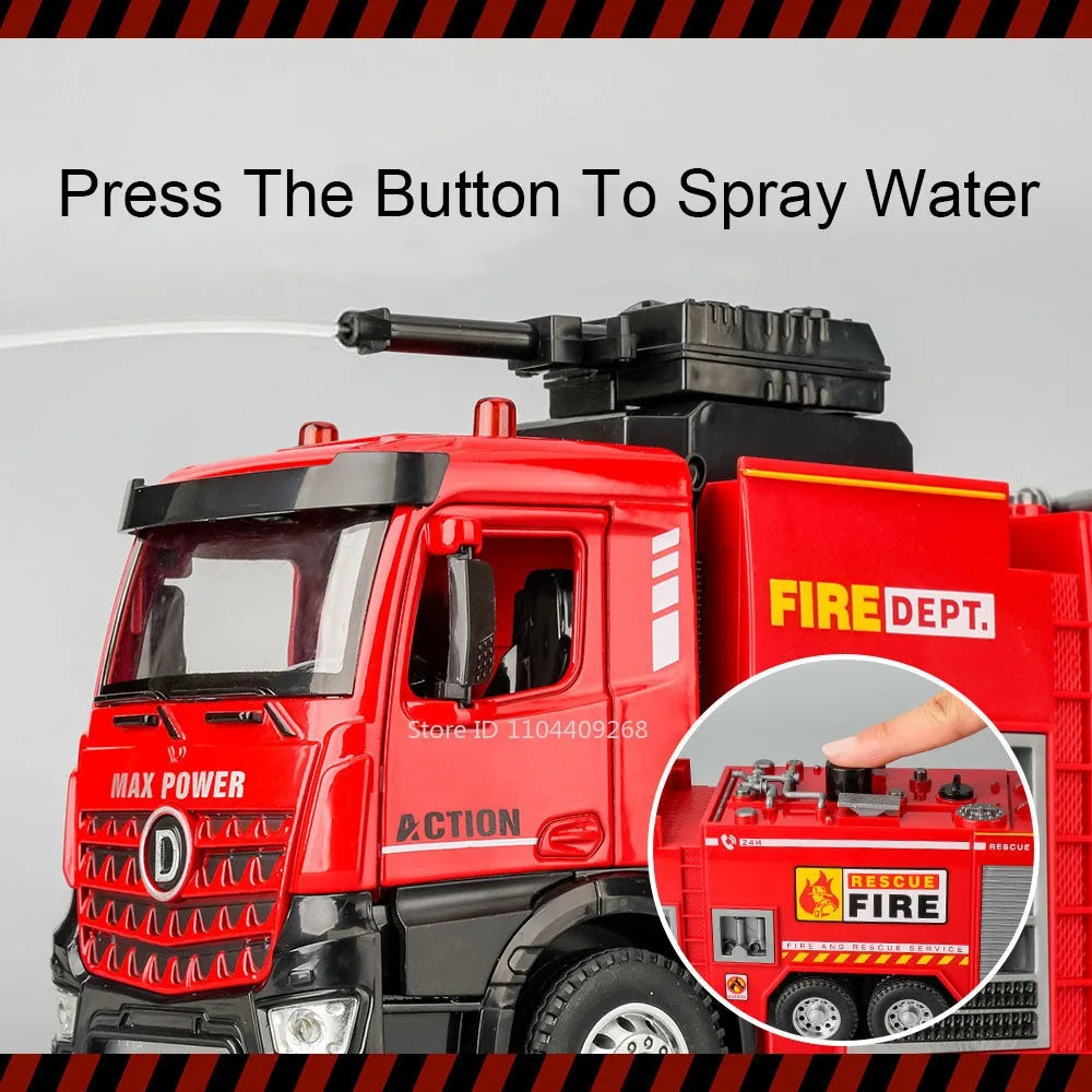 1:32 Ladder Truck Water Tanker Military Missile Rocket Launcher Trucks Model Toy Car Metal Diecast Sound Light Models Boys Gifts