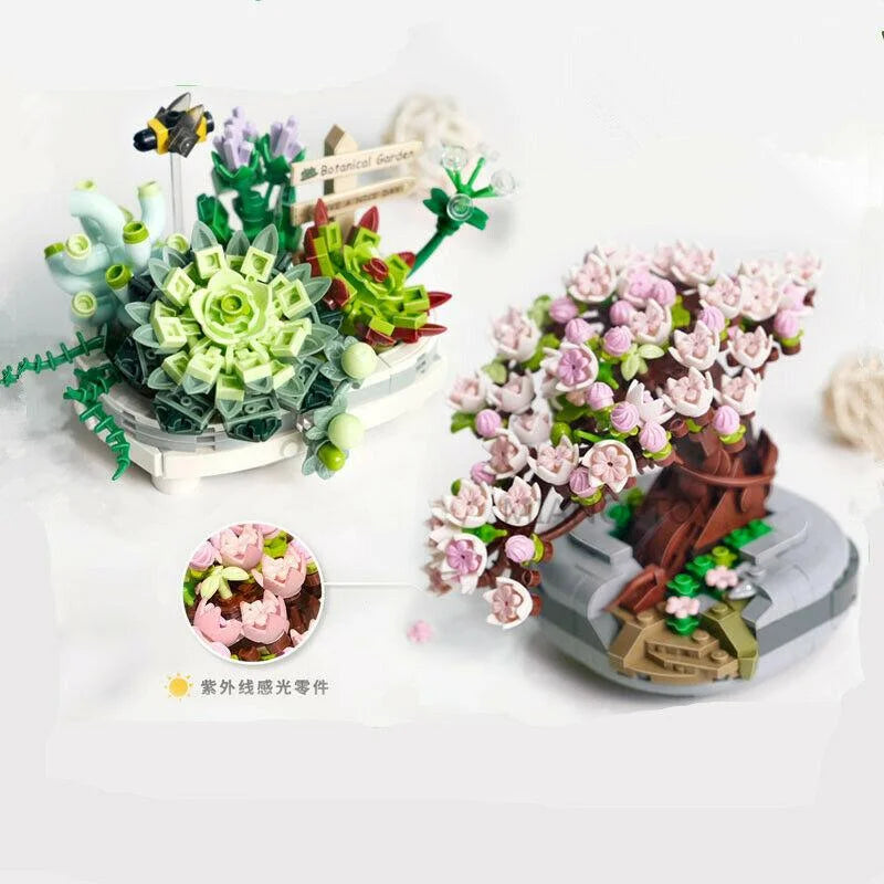 Blocks Eternal Flower Building Bricks Beautiful Sakura Succulent Plant Rose Toys for Children Girls Gifts Kids Present 1660