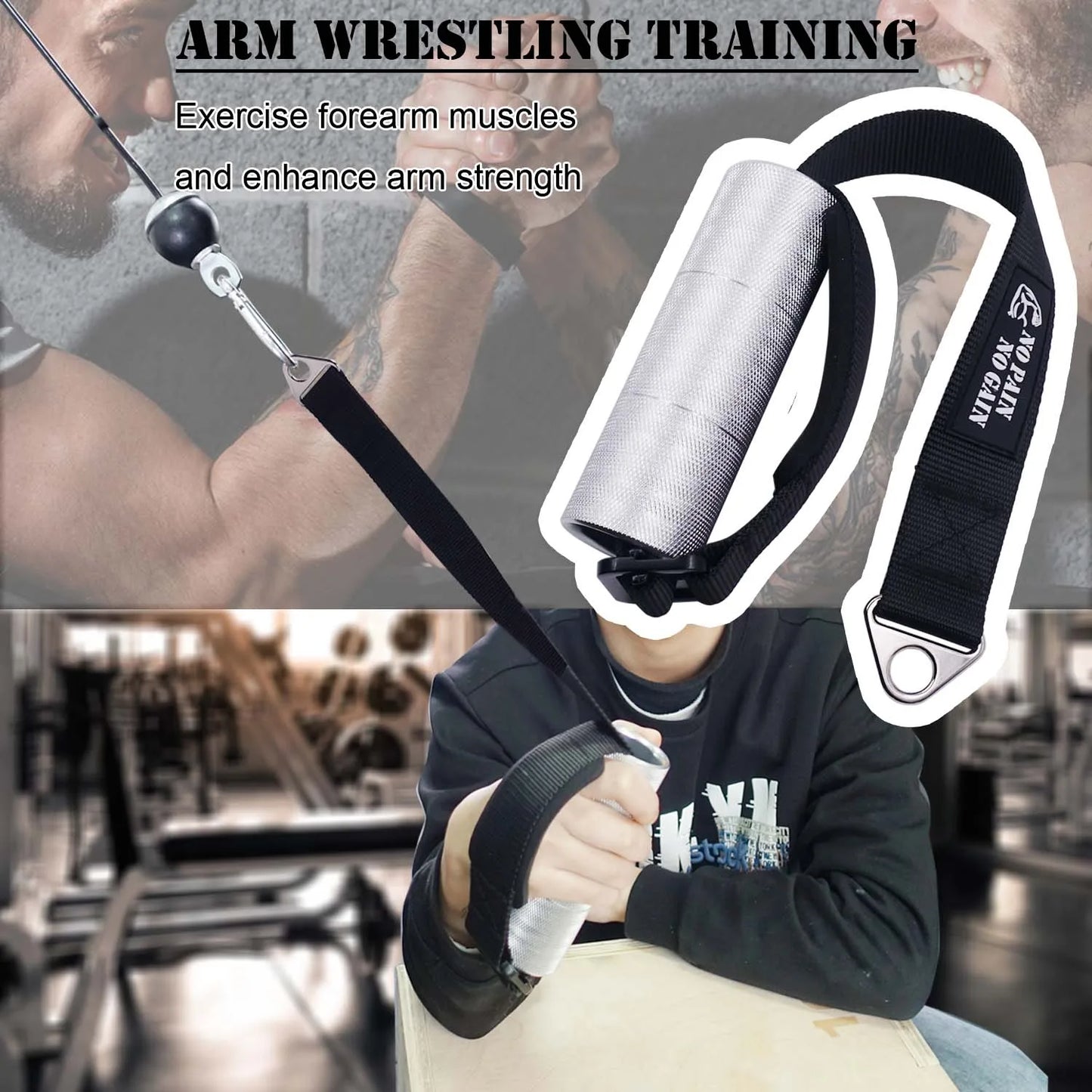 Arm Wrestling Training Fat Heavy Duty Grip Handle Forearm Exerciser Strengthener Pronation and Rising Workout Home Equipment