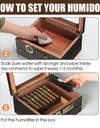Cigar Humidor, Glass Top Desktop Box with Digital Thermo-Hygrometer, Humidifier, Divider, Accessories Drawer & Combination Lock