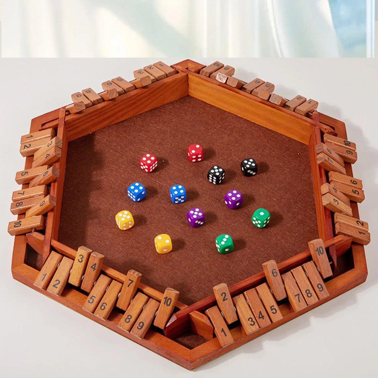 Wooden Shut The Box Dice Game – Six Sided Flipping Number Board