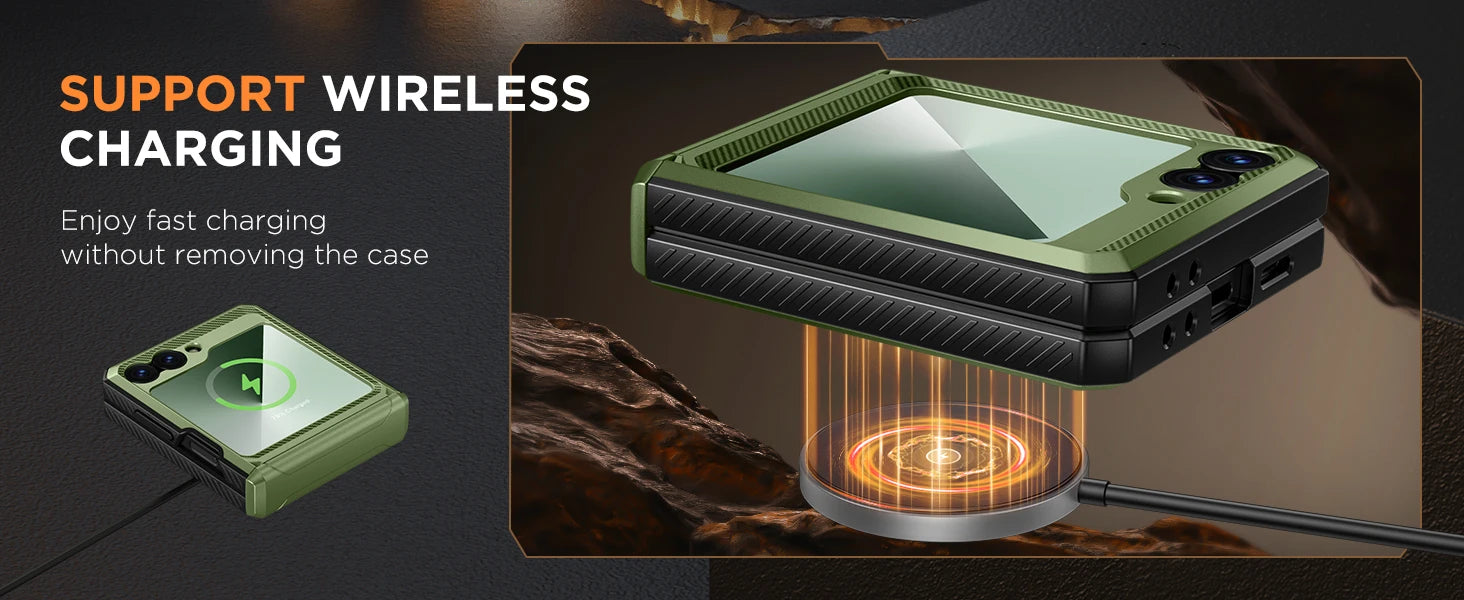 for Z Flip 6 Case with Kickstand Belt-Clip Hinge Protection Cover Screen Protector Military Grade Shockproof Phone Case