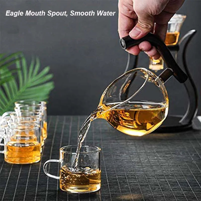 Automatic Lazy Kungfu Glass Tea Set Magnetic Rotating Cover Bowl Household Heat-Resistant Teapot Glass teapot