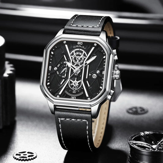 Mens Watches Top Luxury Brand Waterproof Sport Wrist Watch Chronograph Quartz Military Genuine Leather Relogio Masculino