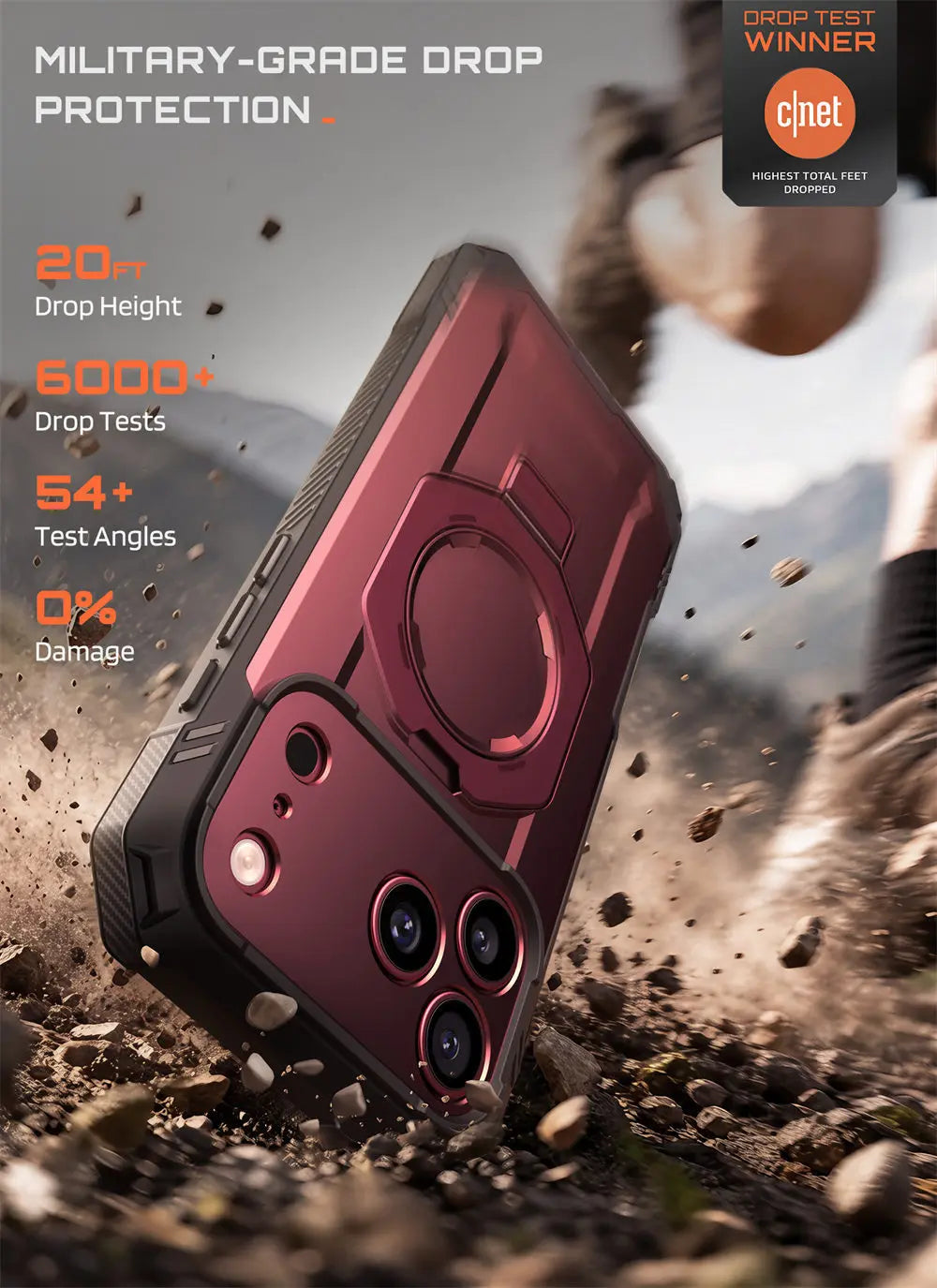 Rugged Magnetic Phone Case with Tempered Glass Screen Protector and Aluminium Kickstand for iPhone 17 Pro Max and iPhone 18 Pro Max