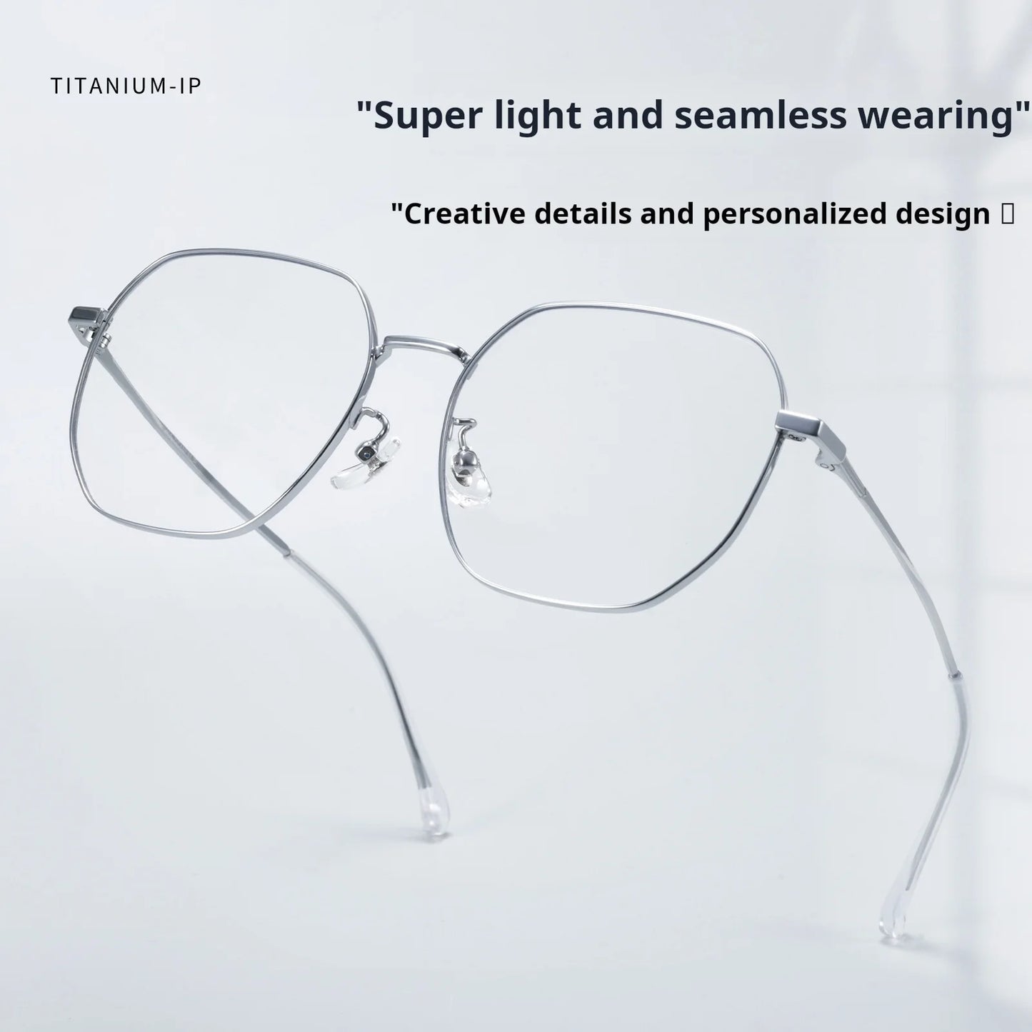 Retro Polygonal Lightweight Titanium Progressive Multifocal Prescription Glasses