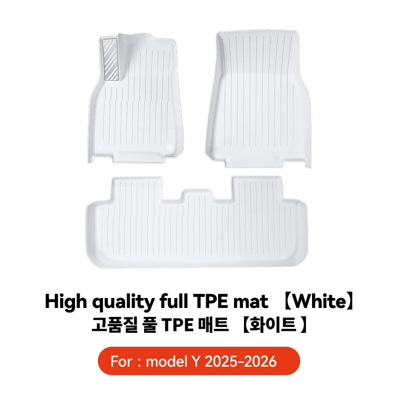 TPE Floor Mats Set with Metal Pedals for Tesla Model Y Juniper Integrated Trunk Liner All Weather Protection