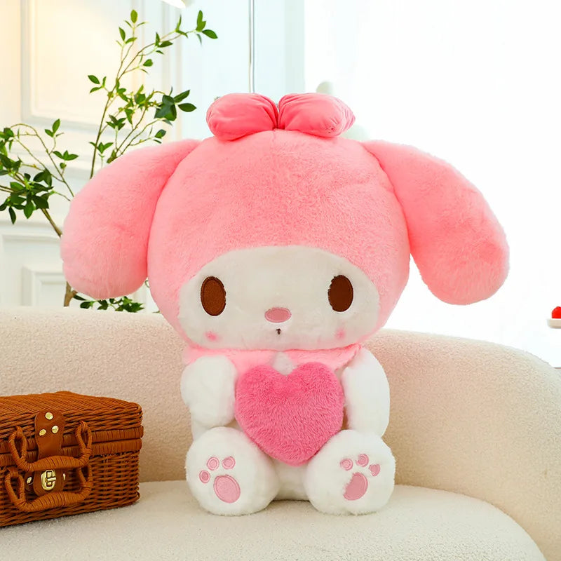 Sanrio Kawaii Kuromi My Melody Cinnamoroll Plush Toy Stuffed Doll for Kids Birthday Xmas Gift Large Cute Pillow for Sleeping
