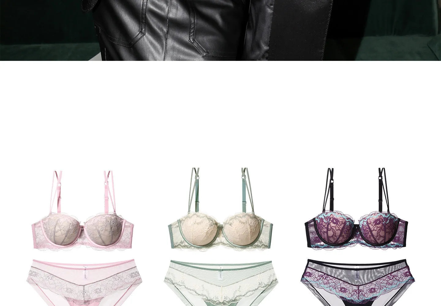 Womens Lace Underwire Minimizer Bra and Brief Set
