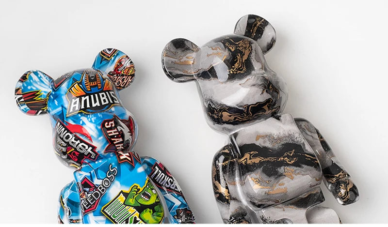 27cm Graffiti Bear Figurine Home Decoration Animal Statue Storage Money Jar Modern Room Sculpture Table Decor  Statues