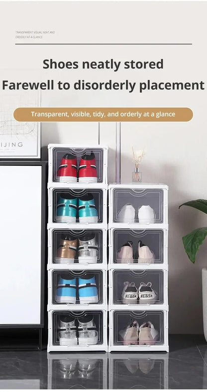 1/3/6 Layers Foldable Shoe Rack Organizer Transparent Sneaker  Simple assembly Dustproof Stackable Shoe Storage With Cover