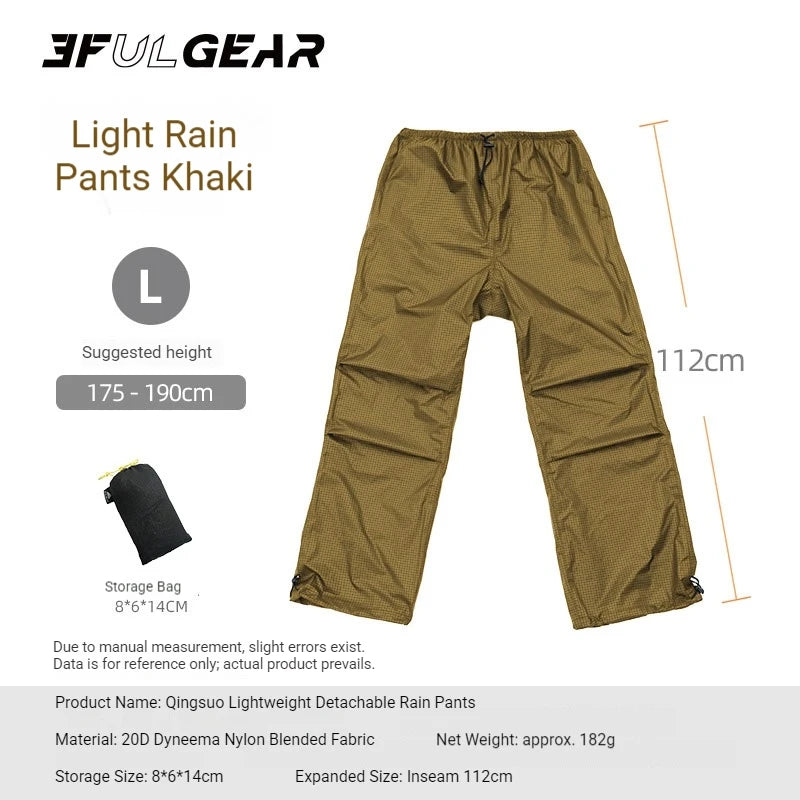 Lightweight Waterproof Hiking Rain Jacket and Pants Set with Hood