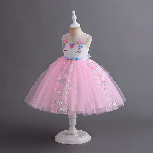 Magical Rainbow Unicorn Princess Ball Gown Dress